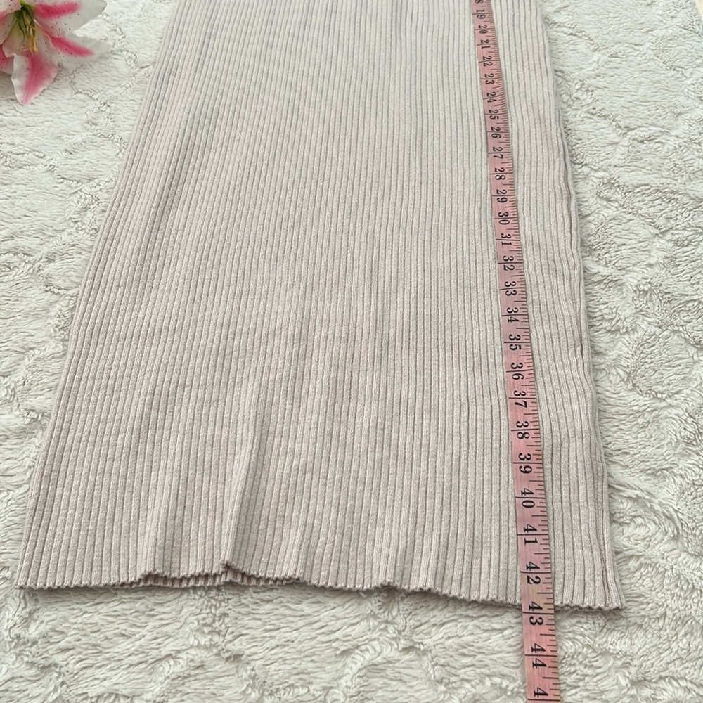 Magaschoni - Light Taupe Ribbed Crew Sleeveless Midi Dress - XL - Picture 4 of 7